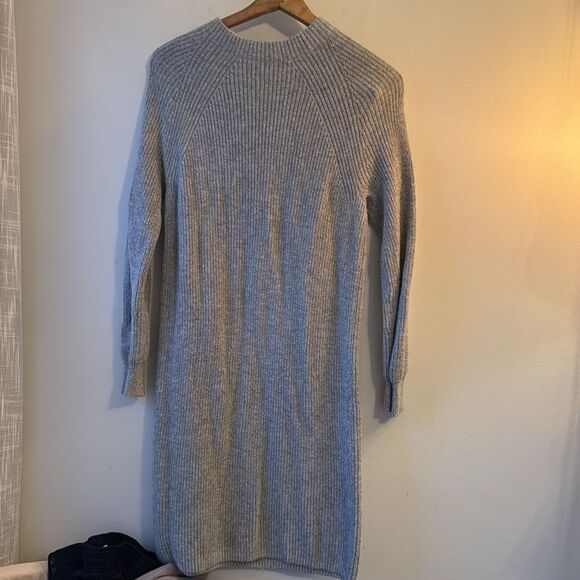 EUC J. Crew Knit Gray Long Sleeve Sweater Bow Detail Dress Small - Picture 7 of 7